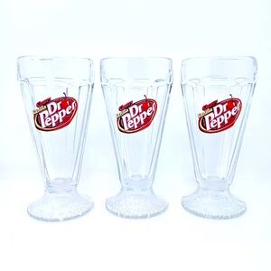 Vintage Cherry Vanilla Dr Pepper Ice Cream Soda Fountain Style Glasses Set of 3